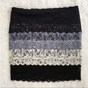 Tiered Lace Pencil Skirt